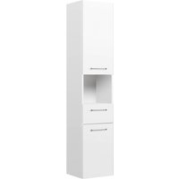 Hochschrank Badezimmer mit offenem Fach QUEBEC-66 in weiß Hochglanz, B/H/T: ca. 35/168/33 cm