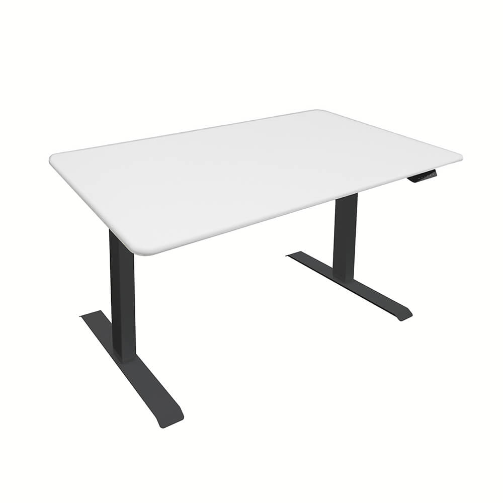 Höhenverstellbarer Schreibtisch elektrisch LUMINA - 160 x 80 cm Weiß mit schwarzem Gestell Höhenverstellbarer Schreibtisch elektrisch LUMINA - 160 x 80 cm Weiß mit schwarzem Gestell