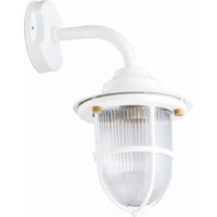 Hoflampe Weiß E27 Messing Riffelglas IP64 Maritim SANTORIN von Lido Light Fixture Man. LTD