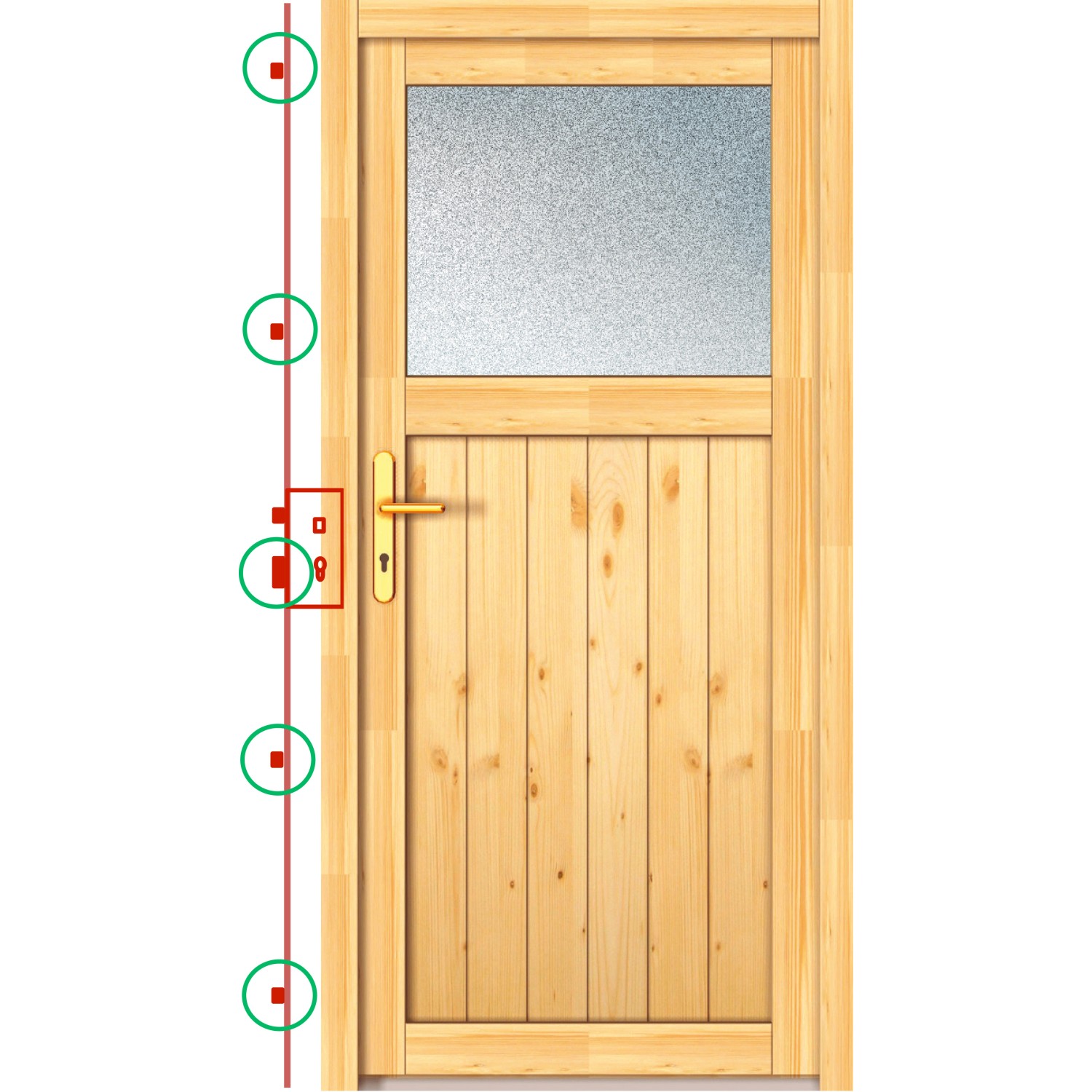 Holz-Nebeneingangstür NET 504 Fichte Natur 98 cm x 200 cm Anschlag Links von PANTO