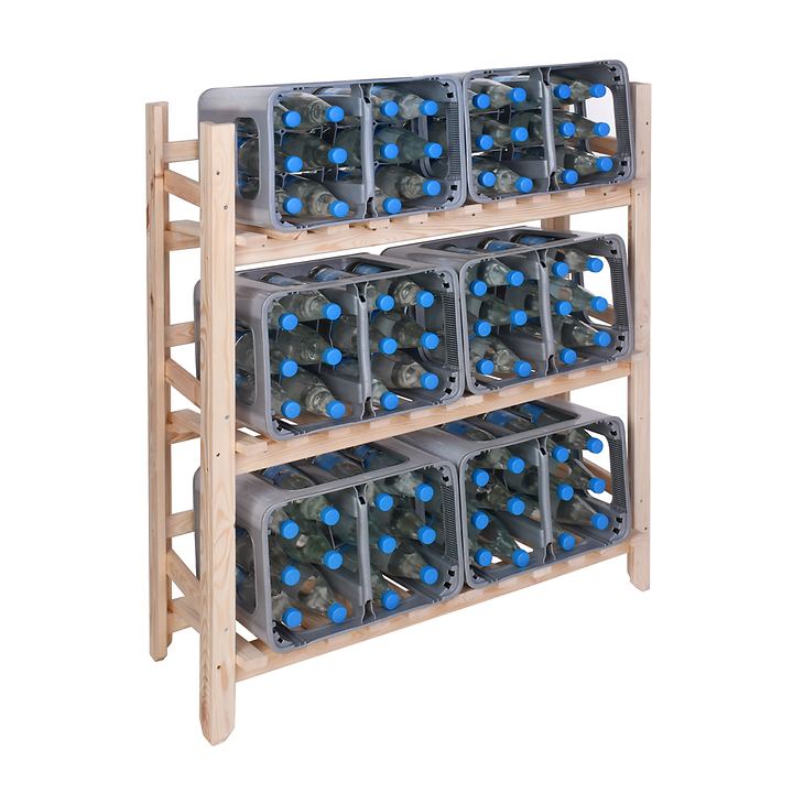 Getränkekisten-Regal aus Holz für 6-12 Kisten Getränke- Kistenständer