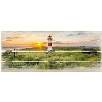 Wall-Art Holzbild "Leuchtturm auf Sylt", Strand von Wall-Art