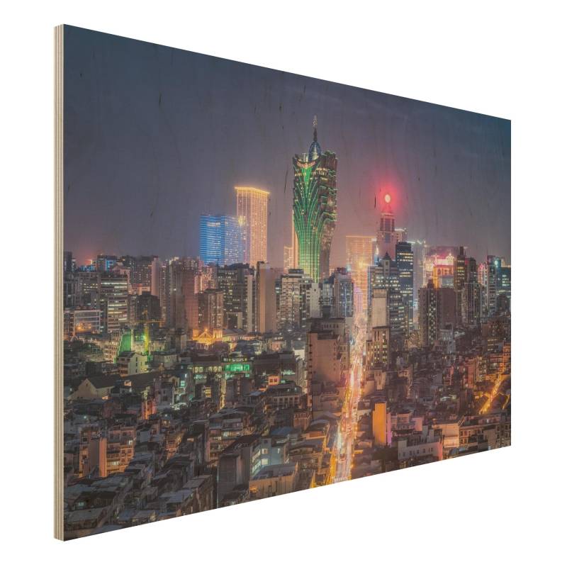 Holzbild Nachtlichter von Macau