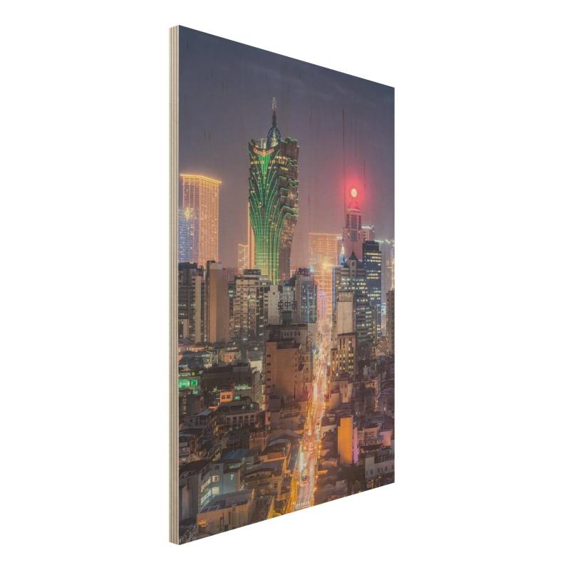 Holzbild Nachtlichter von Macau