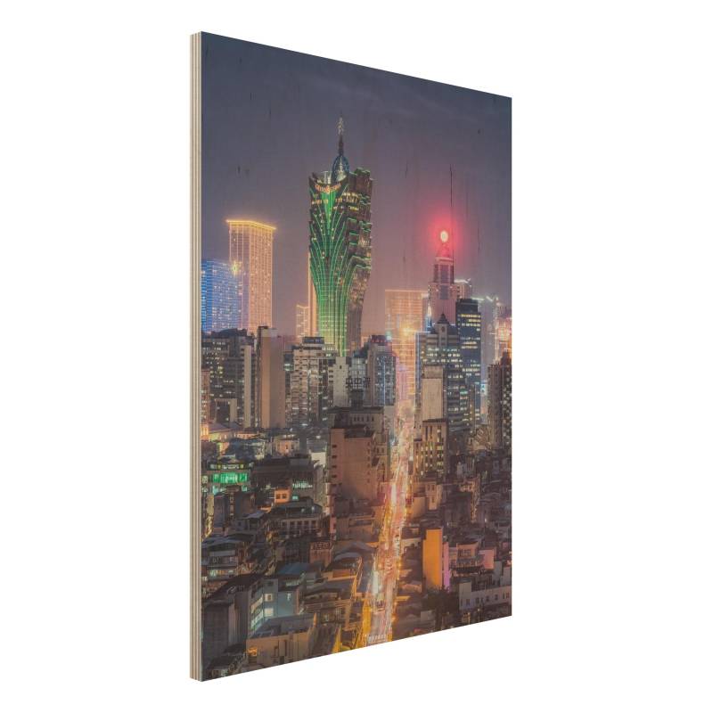 Holzbild Nachtlichter von Macau