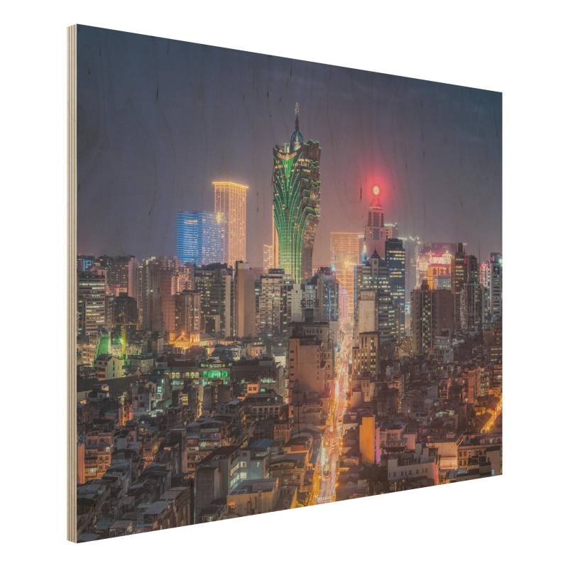 Holzbild Nachtlichter von Macau