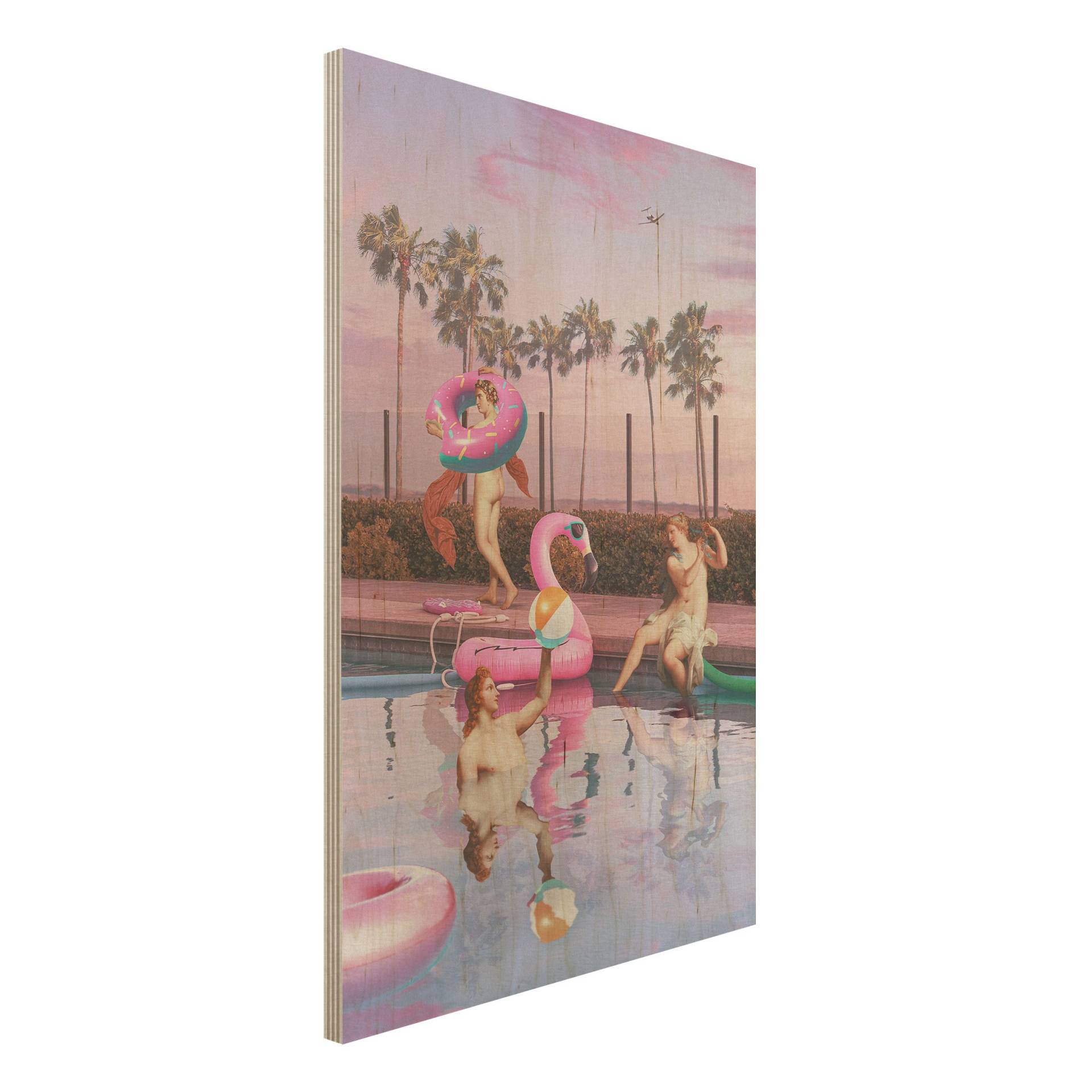 Holzbild - Hochformat 2:3 Pool Party