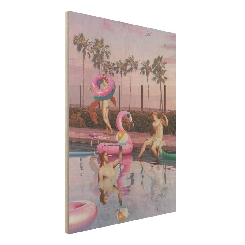 Holzbild - Hochformat 3:4 Pool Party