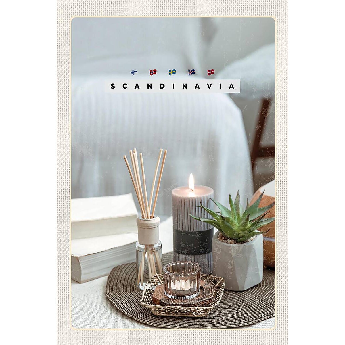 Holzschild 18x12 cm Skandinavien Kerze Vase Tischdecke Holzschild 18x12 cm Skandinavien Kerze Vase Tischdecke