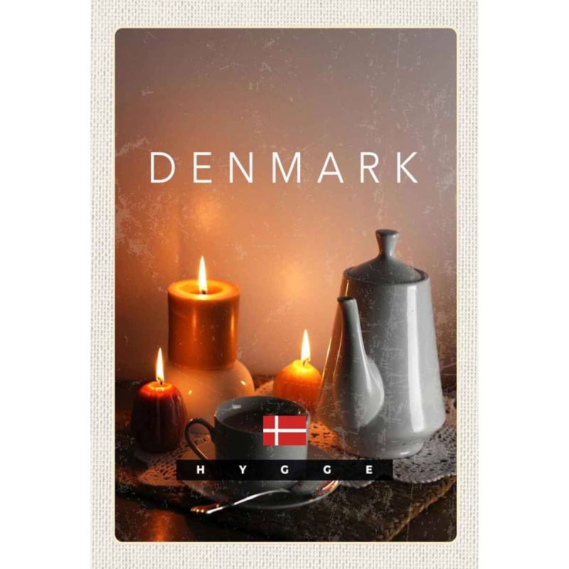 Holzschild 30x20 cm Dänemark Teekanne Kerzen Tischdecke Holzschild 30x20 cm Dänemark Teekanne Kerzen Tischdecke