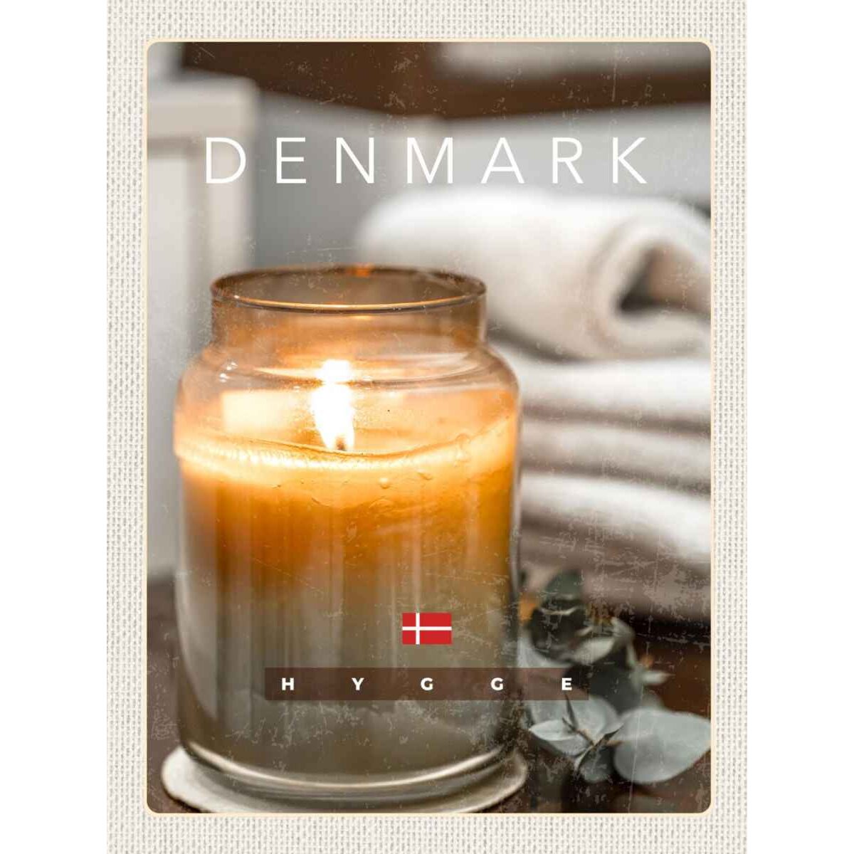 Holzschild 40x30 cm Europa Dänemark Kerze im Glas Blume Handtuch Holzschild 40x30 cm Europa Dänemark Kerze im Glas Blume Handtuch