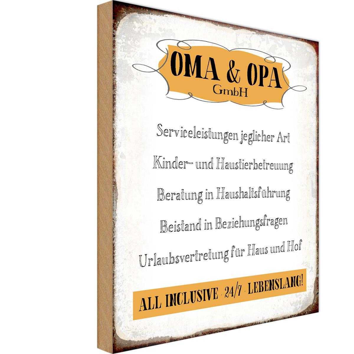 Holzschild 20x30 cm - Oma Opa GmbH 24/7 lebenslang