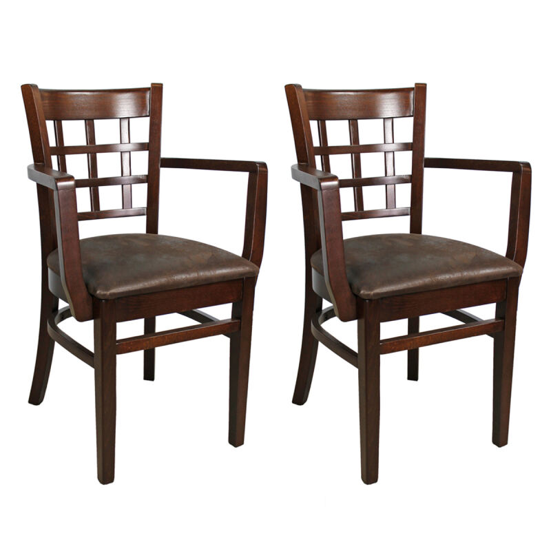 Holzstuhl Britania mit Armlehnen Holzsitz (2er-Set)