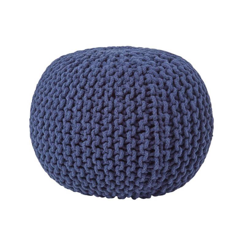 Homescapes STRICK-POUF Dunkelblau
