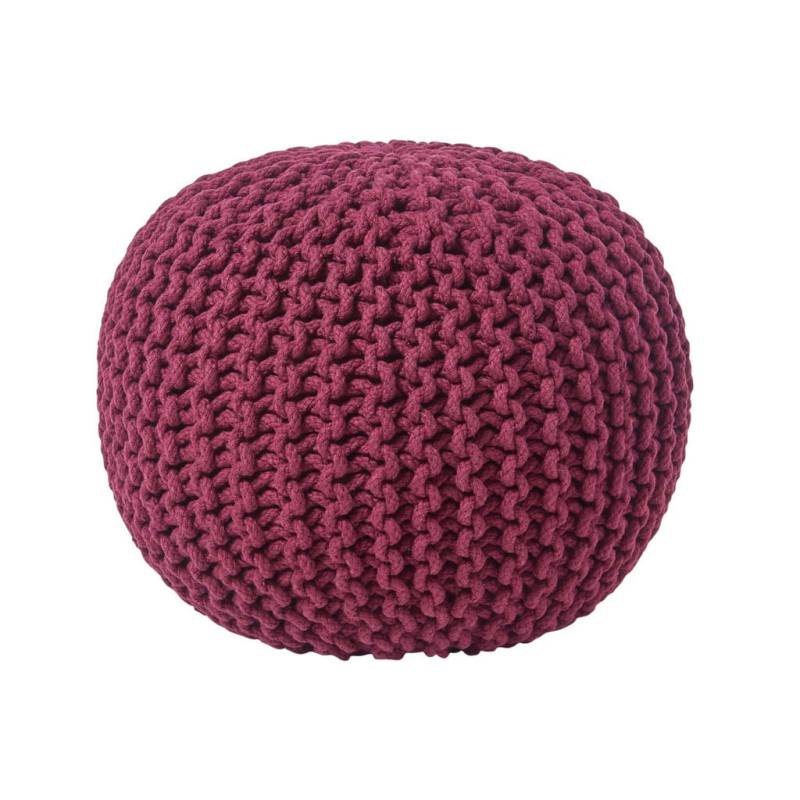 Homescapes STRICK-POUF Weinrot