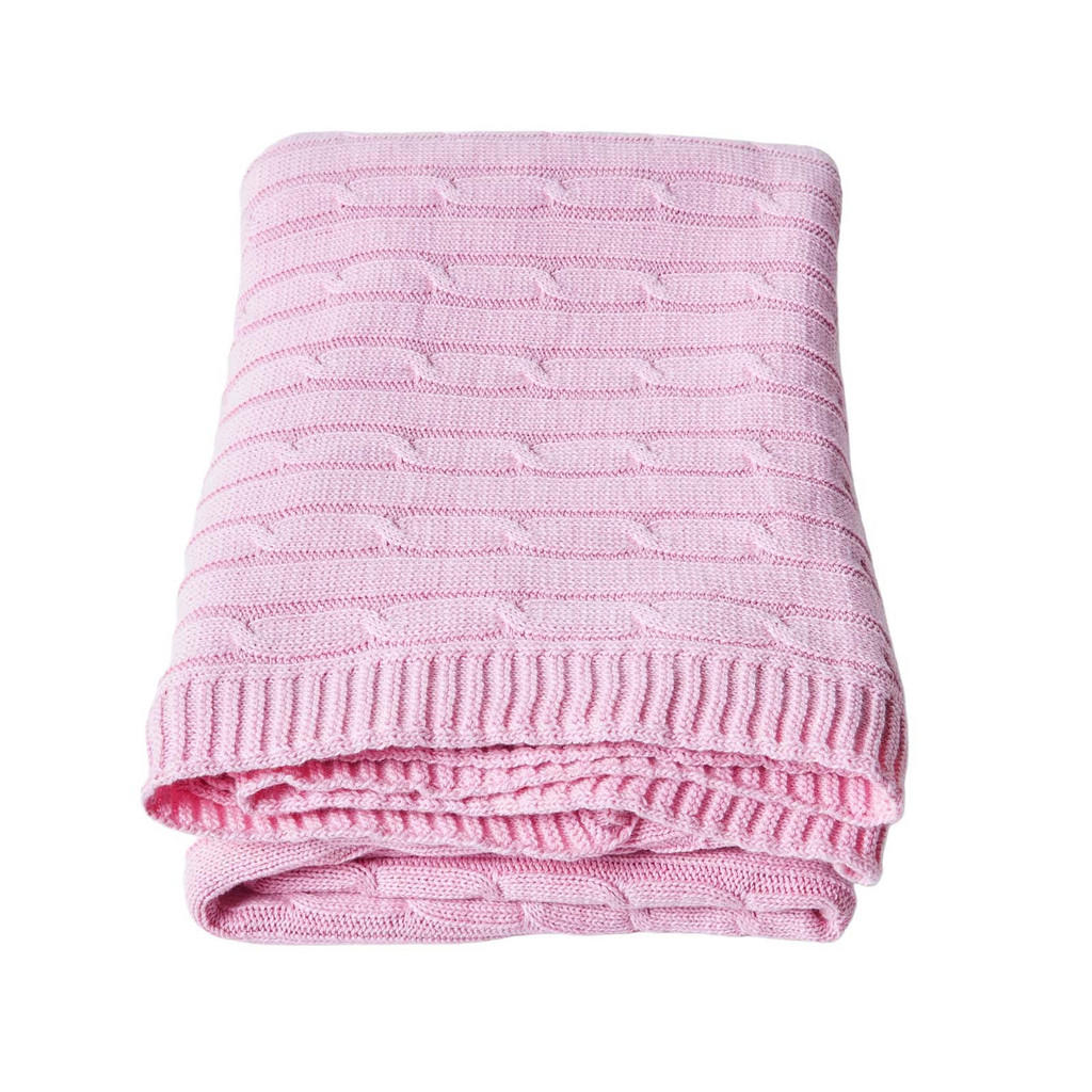 Homescapes Strickdecke, Rosa, Textil, Uni, Rechteckig, 130x170 cm, Oeko-Tex®, Wohntextilien, Decken von Homescapes