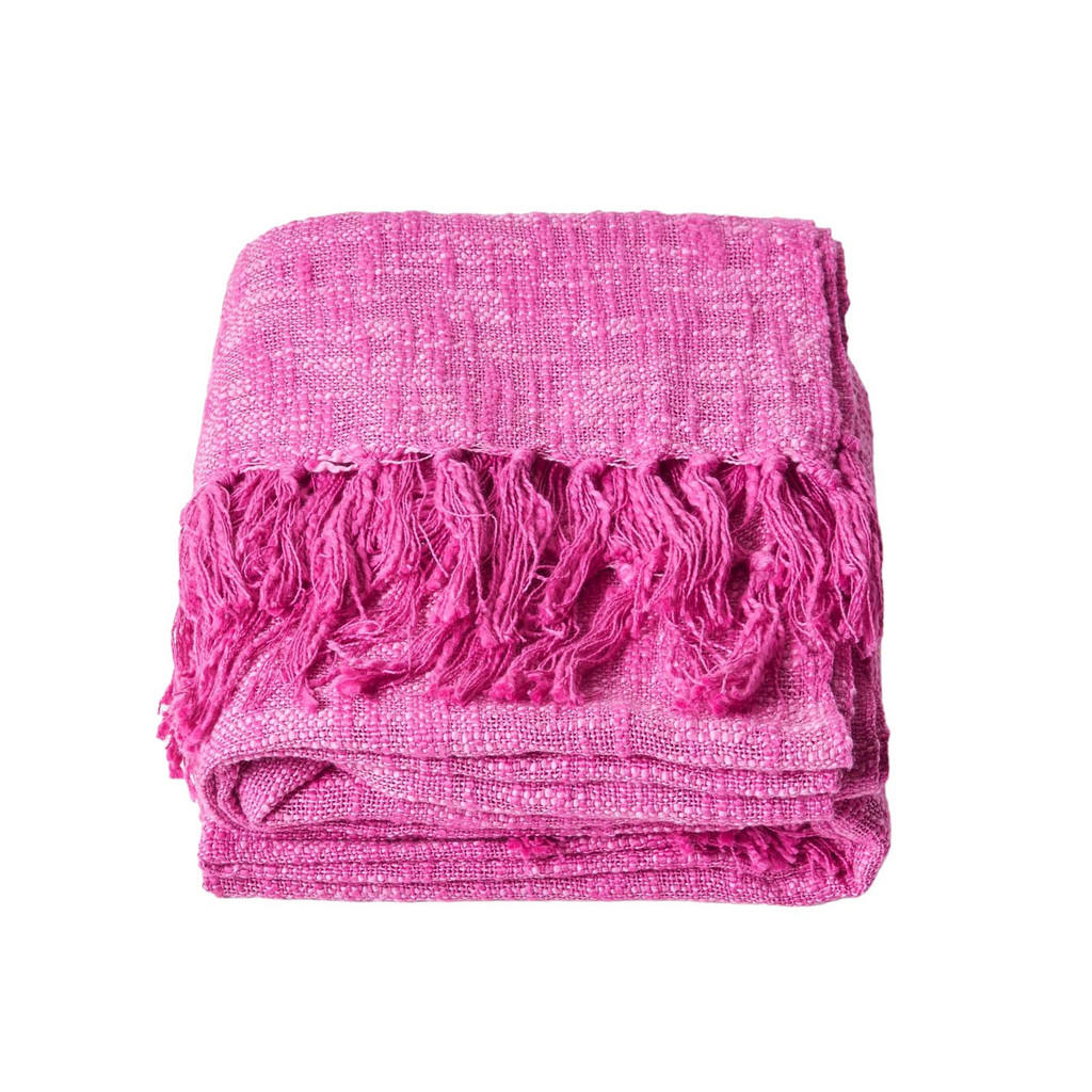 Homescapes Wohndecke, Pink, Textil, Uni, Rechteckig, 255x360 cm, Oeko-Tex®, Schlaftextilien, Bettwäsche, Tagesdecken von Homescapes