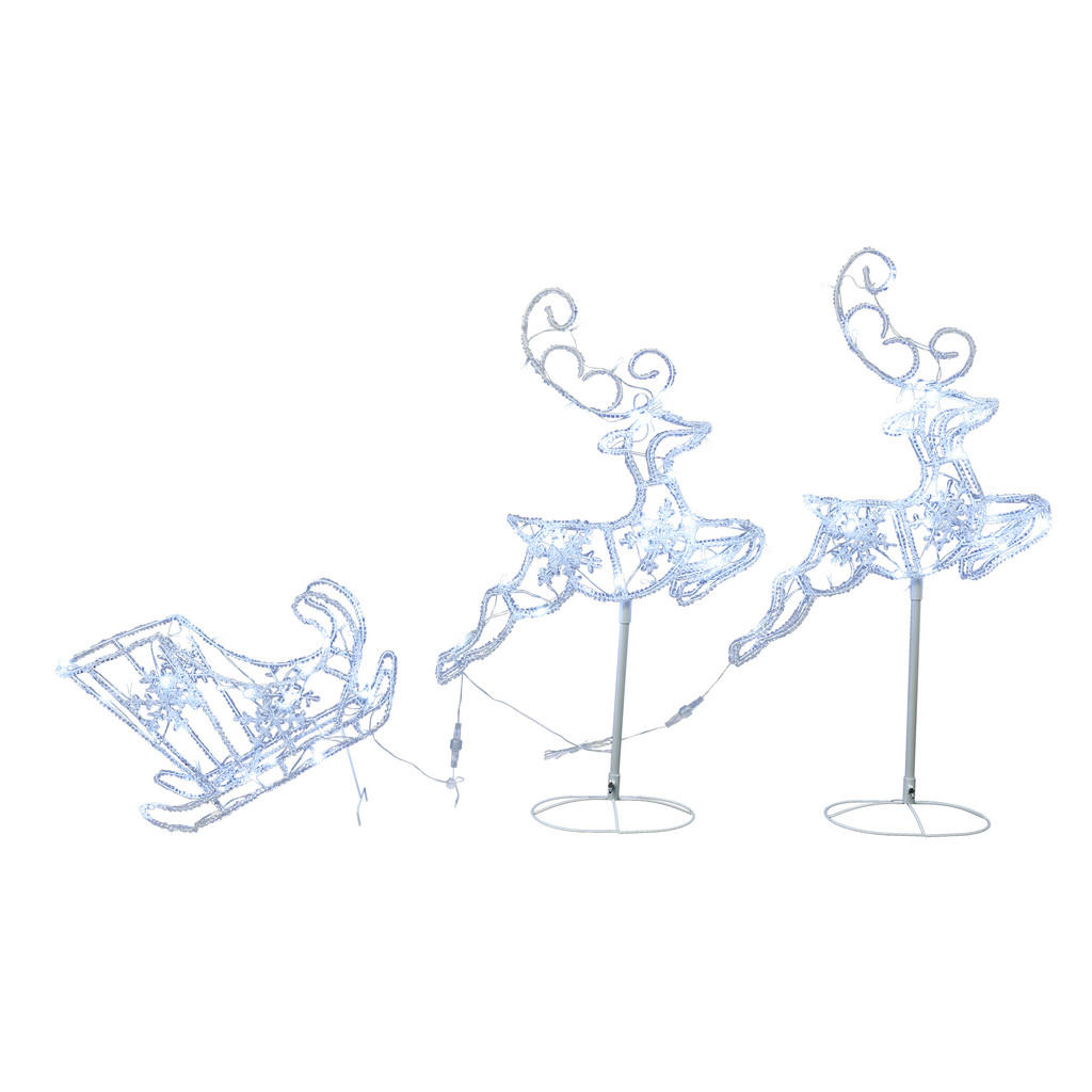 Hometopia Led-Rentiere, Weiß, Metall, Formgebogen, 159x55x20 cm, Dekoration, Weihnachtsdekoration von Hometopia