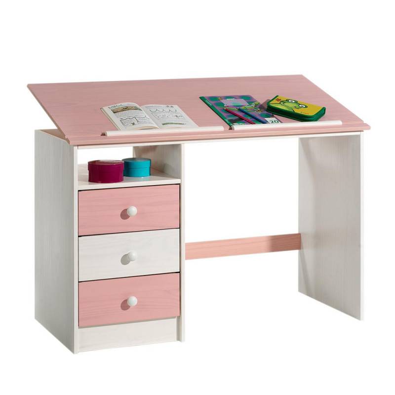 IDIMEX KINDERSCHREIBTISCH Weiß, Rosa