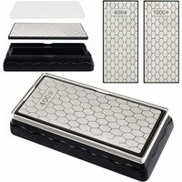 INHHUB Schleifsteine, Schleifstein, doppelseitige Diamant-Schleifplatte, Messerschärferstein mit 400/1000er Körnung, 150 x 63 mm Wabenoberfläche,