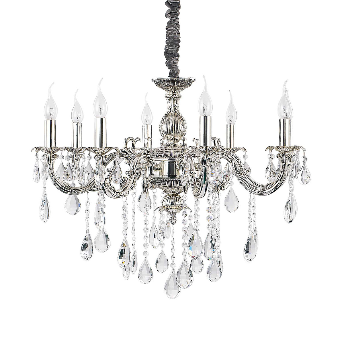 Impero SP8 Kronleuchter 8-flammig, Silber, Ø: 75 cm