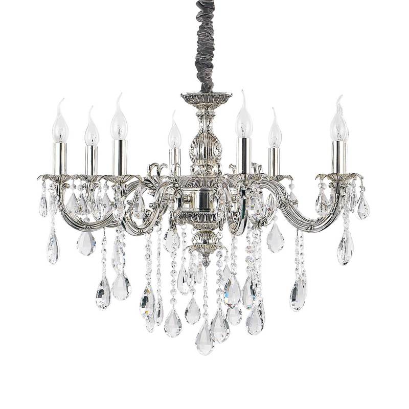 Impero SP8 Kronleuchter 8-flammig, Silber, Ø: 75 cm