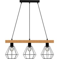 Industrial Hängelampe Metall Holz Schwarz Natur 3-flmg von Luminex