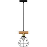 Industrial Hängelampe Metall Holz Schwarz Natur L:20 cm von Luminex