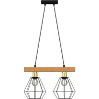 Industrie Pendelleuchte Metall Holz Schwarz E27 L:46 cm Industrie Pendelleuchte Metall Holz Schwarz E27 L:46 cm von Luminex