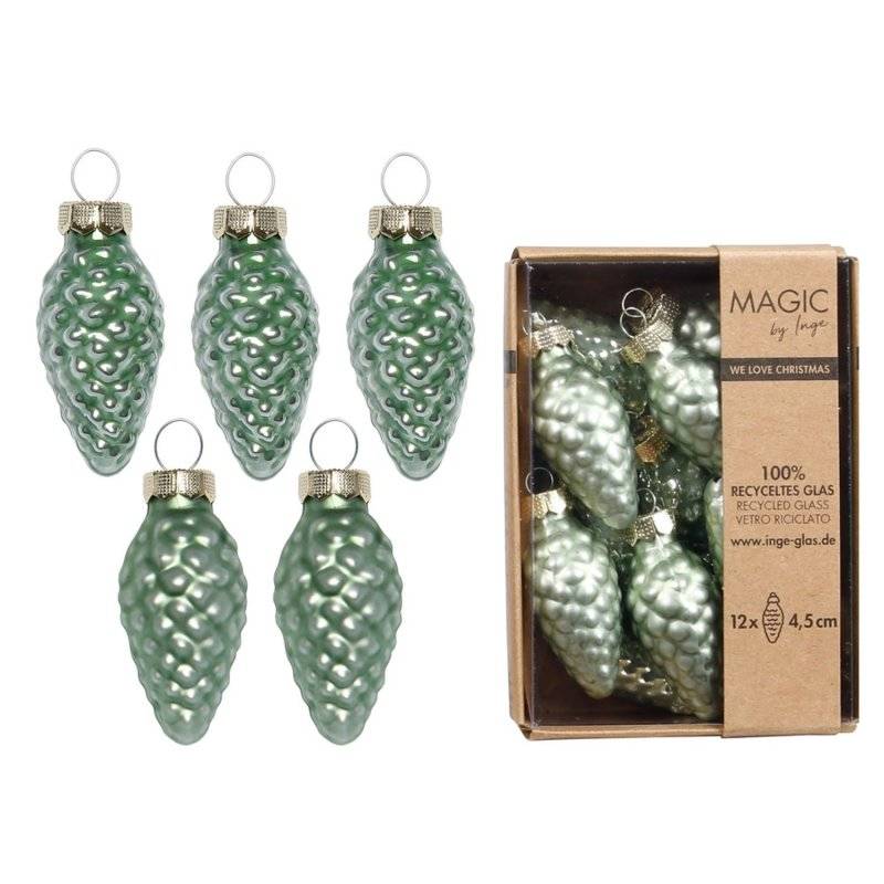 Inge Glas - Zapfen - 4,5 cm - 12 Stück - Mild Sage