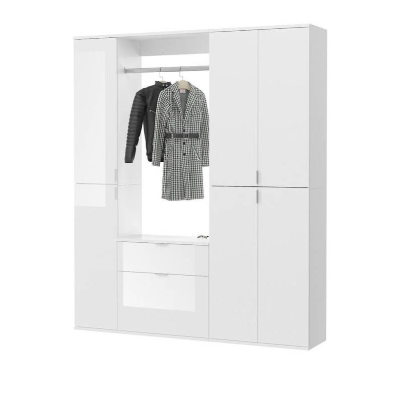 Inn.Furn GARDEROBENSCHRANK Weiß Hochglanz