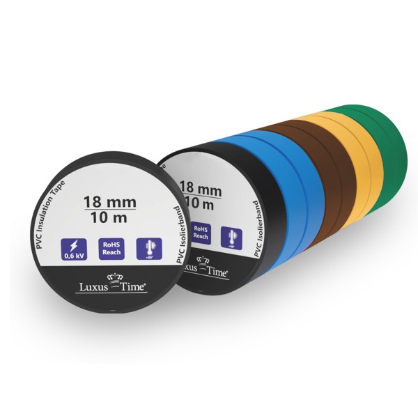 Isolierband 11m x 18mm 10er Set PVC Elektro Klebeband LUX-TAPE-88