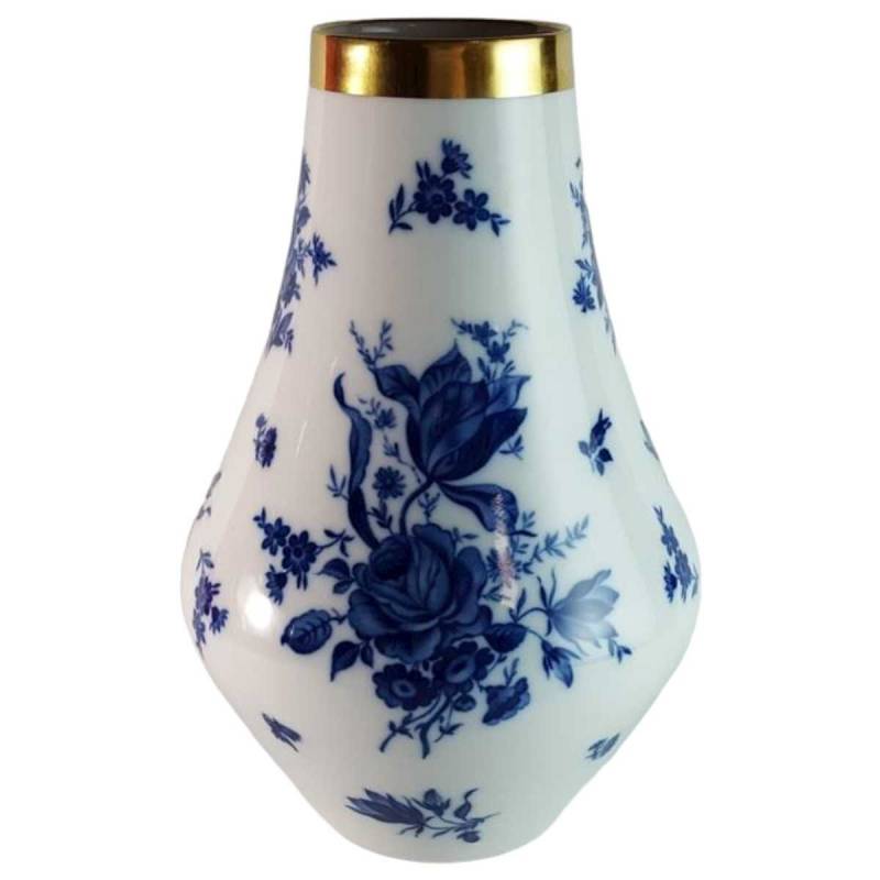 Blumenvase Goldrand Jaeger & Co Form 1081 Blumendekor Blau gebraucht - sehr gut