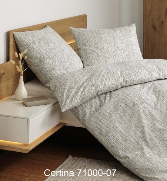 Janine Janine Soft-Cotton Bettwäsche CORTINA 71000 natur grau Größe:  135x200 cm + 80x80 cm