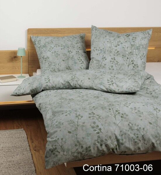 Janine Janine Soft-Cotton Bettwäsche CORTINA 71003 salbeigrün Größe: 135x200 cm + 80x80 cm Janine Janine Soft-Cotton Bettwäsche CORTINA 71003 salbeigrün Größe: 135x200 cm + 80x80 cm