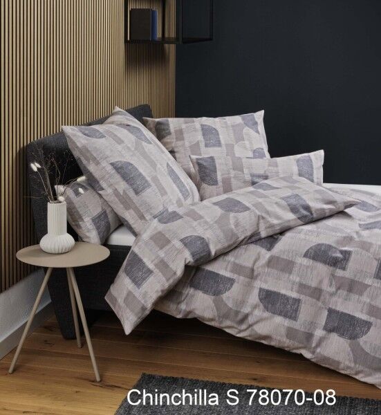 Janine Janine Edelflanell Bettwäsche Chinchilla S 78070 silber anthrazit Größe:  155x220 cm + 80x80 cm