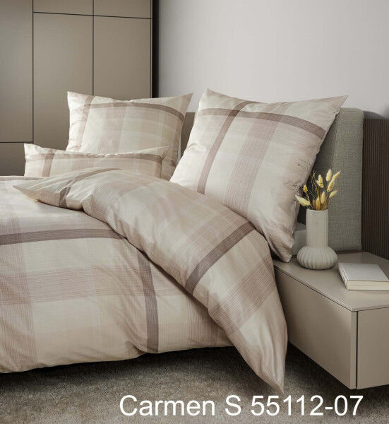 Janine Janine Interlock-Jersey Bettwäsche CARMEN S 55112 braun beige Größe:  155x200 cm + 80x80 cm