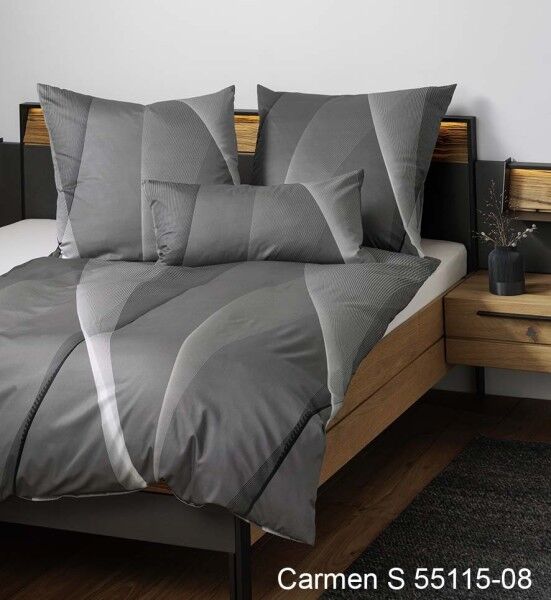 Janine Janine Interlock-Jersey Bettwäsche CARMEN S 55115 grau taupe Größe:  135x200 cm + 80x80 cm