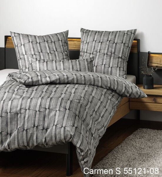 Janine Janine Interlock-Jersey Bettwäsche CARMEN S 55121 anthrazit silber Größe: 80x80 cm Janine Janine Interlock-Jersey Bettwäsche CARMEN S 55121 anthrazit silber Größe: 80x80 cm