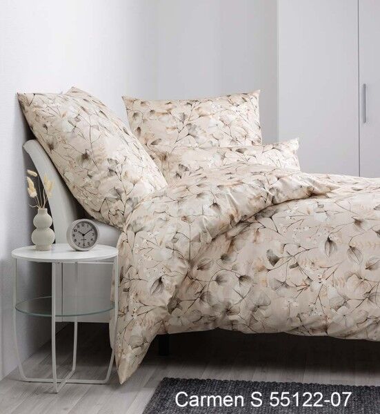 Janine Janine Interlock-Jersey Bettwäsche CARMEN S 55122 natur mocha silber Größe:  135x200 cm + 80x80 cm