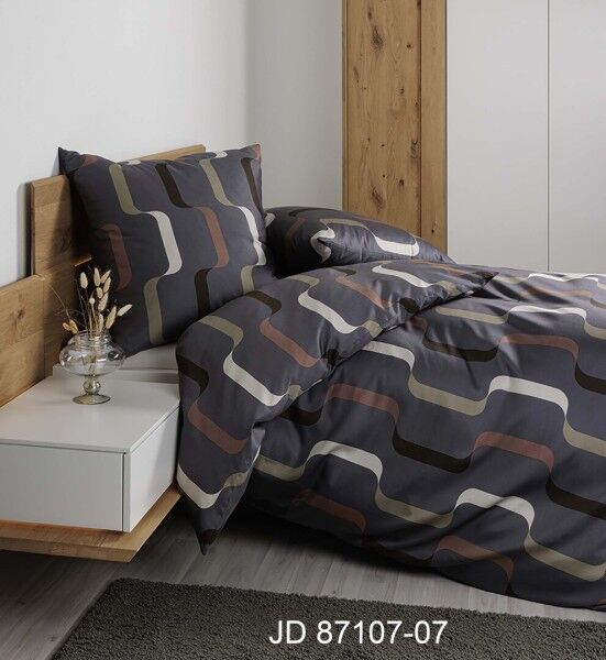 Janine Janine Mako-Satin Bettwäsche J. D. 87107 braun grau Größe:  240x220 cm + 2x80x80 cm