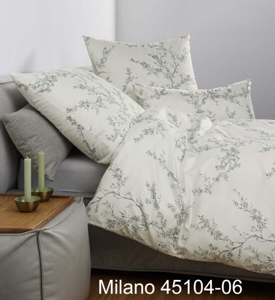 Janine Janine Mako-Satin Bettwäsche MILANO 45104 salbeigrün zitrone Größe: 155x220 cm + 80x80 cm Janine Janine Mako-Satin Bettwäsche MILANO 45104 salbeigrün zitrone Größe: 155x220 cm + 80x80 cm