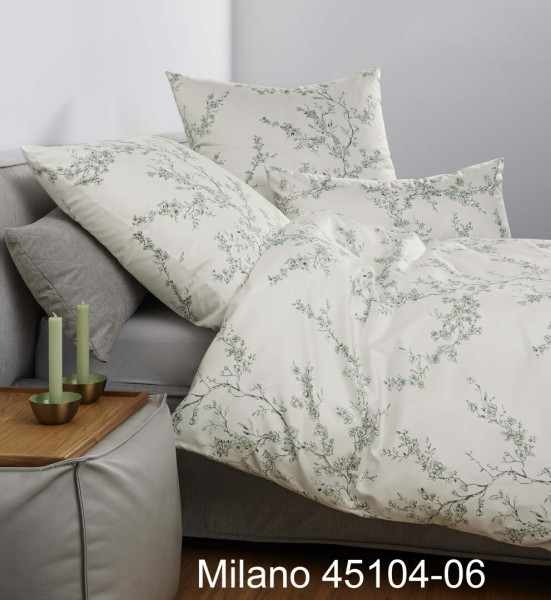 Janine Janine Mako-Satin Bettwäsche MILANO 45104 salbeigrün zitrone Größe:  80x80 cm