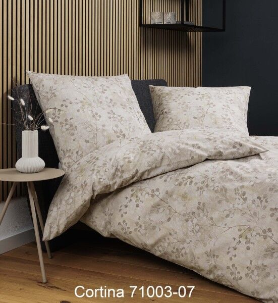 Janine Janine Soft-Cotton Bettwäsche CORTINA 71003 natur silber Größe:  155x220 cm + 80x80 cm