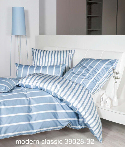 Janine Janine Mako-Satin Bettwäsche modernclassic 39028 perlblau Größe:  135x200 cm + 80x80 cm