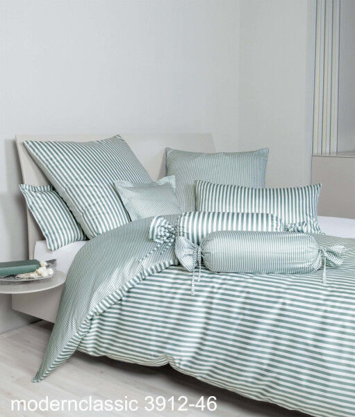 Janine Janine Mako-Satin Bettwäsche modernclassic 3912 salbeigrün Größe:  200x220 cm + 2x80x80 cm