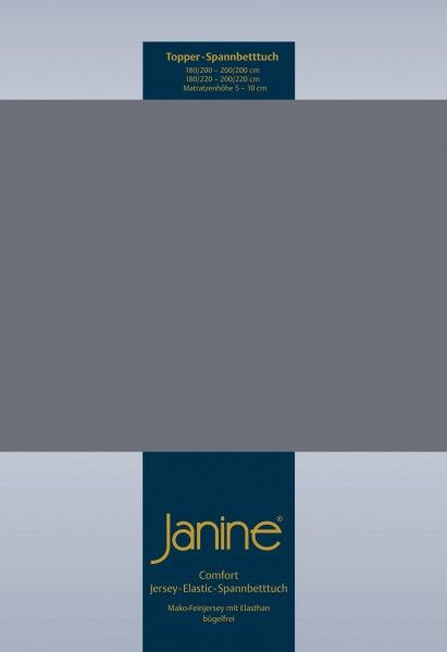 Janine Janine Topper-Spannbetttuch 5001 (für Box-Spring Betten) opalgrau (48) Größe:  100x200 cm