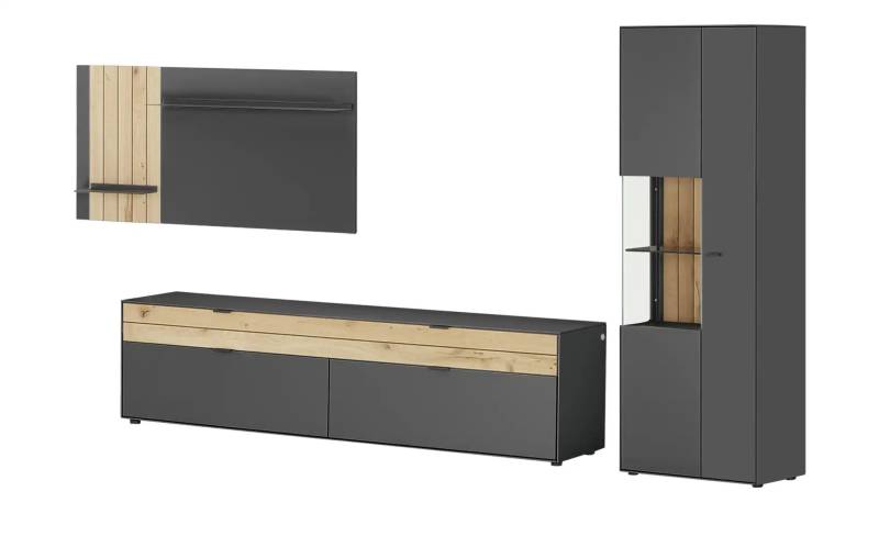 Jette Home Wohnkombination  Como ¦ grau ¦ Maße (cm): B: 333 H: 206 T: 46.0 Kommoden & Sideboards > Wohnwände - Möbel Kraft