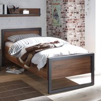 Jugendbett Bettgestell DALLAS-61 Liegefläche 90x200cm im Industrial Stil mit Matera Anthrazit und Stirling Oak Nb. B/H/T ca. 106x86x209cm