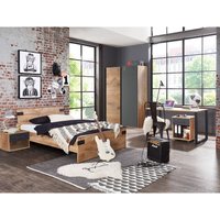 Jugendmöbel Set mit Bett 120cm Nachttisch Schwebetüren Kleiderschrank 135cm und Schreibtisch 5-teilig EVERTON-43